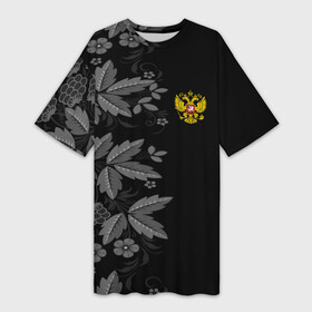 Платье-футболка 3D с принтом Russia Pattern в Екатеринбурге,  |  | pattern | russia | герб | орел | орнамент | патриот | патриотизм | российский | россия | символика | узор | хохлома | цветы | я русский