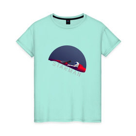 Женская футболка хлопок с принтом starman в Екатеринбурге, 100% хлопок | прямой крой, круглый вырез горловины, длина до линии бедер, слегка спущенное плечо | spacex | tesla | илон маск | маск | спейс икс | тесла