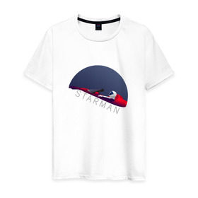 Мужская футболка хлопок с принтом starman в Екатеринбурге, 100% хлопок | прямой крой, круглый вырез горловины, длина до линии бедер, слегка спущенное плечо. | spacex | tesla | илон маск | маск | спейс икс | тесла