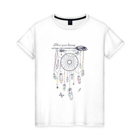 Женская футболка хлопок с принтом Ловец Снов в Екатеринбурге, 100% хлопок | прямой крой, круглый вырез горловины, длина до линии бедер, слегка спущенное плечо | 