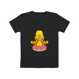 Детская футболка хлопок с принтом Гомерчик в Екатеринбурге, 100% хлопок | круглый вырез горловины, полуприлегающий силуэт, длина до линии бедер | donut | homer | simpsons | будда | гомер | пончик