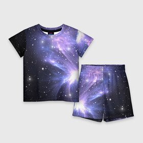 Детский костюм с шортами 3D с принтом Сияние звёзд в Екатеринбурге,  |  | nebula | space | star | астрономия | вселенная | звезды | космический | космос | планеты