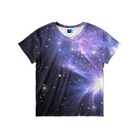 Детская футболка 3D с принтом Сияние звёзд в Екатеринбурге, 100% гипоаллергенный полиэфир | прямой крой, круглый вырез горловины, длина до линии бедер, чуть спущенное плечо, ткань немного тянется | Тематика изображения на принте: nebula | space | star | астрономия | вселенная | звезды | космический | космос | планеты