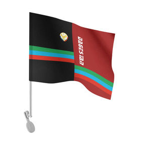 Флаг для автомобиля с принтом Dagestan в Екатеринбурге, 100% полиэстер | Размер: 30*21 см | аварец | агулец | герб | даг | дагестан | дагестанец | даги | дагистанец | даргинец | кавказ | кавказец | кумык | лакски | лезгинец | надпись | патриот | республика | северный | флаг | флага | цвета