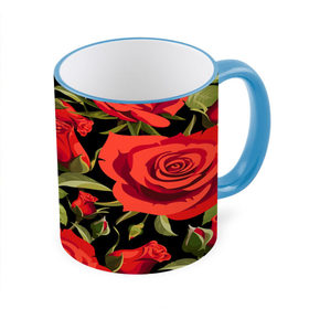 Кружка 3D с принтом Великолепные розы в Екатеринбурге, керамика | ёмкость 330 мл | Тематика изображения на принте: flower | pattern | spring | букет | весна | паттерн | праздник | розы | цветочный | цветы