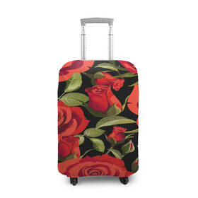 Чехол для чемодана 3D с принтом Великолепные розы в Екатеринбурге, 86% полиэфир, 14% спандекс | двустороннее нанесение принта, прорези для ручек и колес | Тематика изображения на принте: flower | pattern | spring | букет | весна | паттерн | праздник | розы | цветочный | цветы