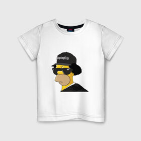 Детская футболка хлопок с принтом Springfield в Екатеринбурге, 100% хлопок | круглый вырез горловины, полуприлегающий силуэт, длина до линии бедер | Тематика изображения на принте: compton | hip hop | ice cube | nwa | rap | simpsons | голос улиц | комптон | рэп | хип хоп