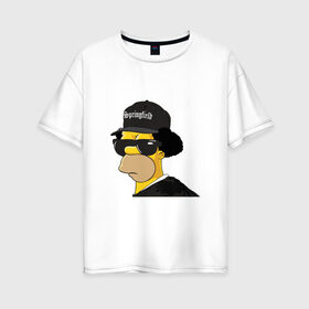 Женская футболка хлопок Oversize с принтом Springfield в Екатеринбурге, 100% хлопок | свободный крой, круглый ворот, спущенный рукав, длина до линии бедер
 | compton | hip hop | ice cube | nwa | rap | simpsons | голос улиц | комптон | рэп | хип хоп