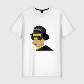 Мужская футболка премиум с принтом Springfield в Екатеринбурге, 92% хлопок, 8% лайкра | приталенный силуэт, круглый вырез ворота, длина до линии бедра, короткий рукав | compton | hip hop | ice cube | nwa | rap | simpsons | голос улиц | комптон | рэп | хип хоп