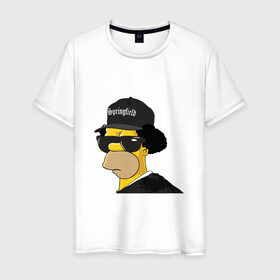 Мужская футболка хлопок с принтом Springfield в Екатеринбурге, 100% хлопок | прямой крой, круглый вырез горловины, длина до линии бедер, слегка спущенное плечо. | compton | hip hop | ice cube | nwa | rap | simpsons | голос улиц | комптон | рэп | хип хоп