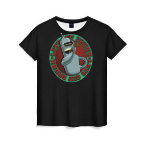 Женская футболка 3D с принтом Let`s Get Drunk в Екатеринбурге, 100% полиэфир ( синтетическое хлопкоподобное полотно) | прямой крой, круглый вырез горловины, длина до линии бедер | bender rodriguez | fry | futurama | бендер | зойдберг | лила | родригез | фрай | футурама
