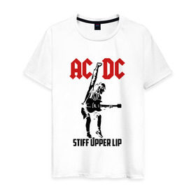 Мужская футболка хлопок с принтом AC/DC stiff upper lip в Екатеринбурге, 100% хлопок | прямой крой, круглый вырез горловины, длина до линии бедер, слегка спущенное плечо. | Тематика изображения на принте: ac dc | acdc | acdc ас дс | австралийская | ангус янг | асдс | блюз | группа | крис слэйд | метал | молния | музыка | музыканты | певцы | рок | рок н ролл | стиви янг | хард | хардрок | эксл роуз