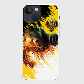 Чехол для iPhone 13 mini с принтом Имперский флаг и медведь в Екатеринбурге,  |  | Тематика изображения на принте: russian bear | герб | россия