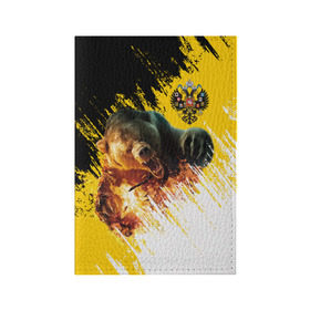Обложка для паспорта матовая кожа с принтом Имперский флаг и медведь в Екатеринбурге, натуральная матовая кожа | размер 19,3 х 13,7 см; прозрачные пластиковые крепления | Тематика изображения на принте: russian bear | герб | россия