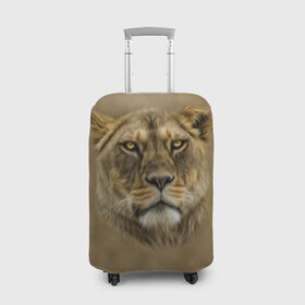 Чехол для чемодана 3D с принтом Львица в Екатеринбурге, 86% полиэфир, 14% спандекс | двустороннее нанесение принта, прорези для ручек и колес | голова | животные | кошка | лев | львица | природа | хищник