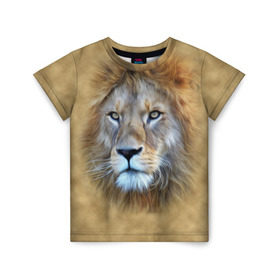 Детская футболка 3D с принтом Лев в Екатеринбурге, 100% гипоаллергенный полиэфир | прямой крой, круглый вырез горловины, длина до линии бедер, чуть спущенное плечо, ткань немного тянется | голова | животные | кошка | лев | львица | природа | хищник