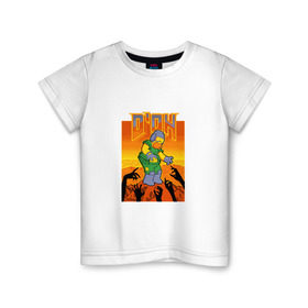 Детская футболка хлопок с принтом Doom D`Oh в Екатеринбурге, 100% хлопок | круглый вырез горловины, полуприлегающий силуэт, длина до линии бедер | Тематика изображения на принте: doh | doom | homer | simpsons | гомер | дум