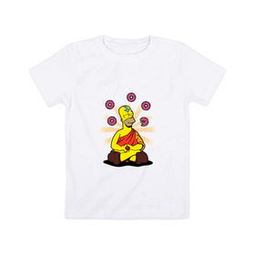 Детская футболка хлопок с принтом Homer Relax в Екатеринбурге, 100% хлопок | круглый вырез горловины, полуприлегающий силуэт, длина до линии бедер | simpsons | аватар | буддизм | гомер