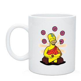 Кружка с принтом Homer Relax в Екатеринбурге, керамика | объем — 330 мл, диаметр — 80 мм. Принт наносится на бока кружки, можно сделать два разных изображения | Тематика изображения на принте: simpsons | аватар | буддизм | гомер