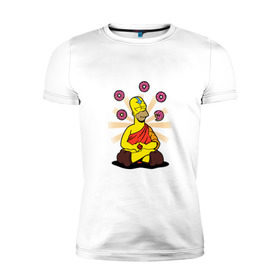 Мужская футболка премиум с принтом Homer Relax в Екатеринбурге, 92% хлопок, 8% лайкра | приталенный силуэт, круглый вырез ворота, длина до линии бедра, короткий рукав | simpsons | аватар | буддизм | гомер