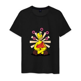 Мужская футболка хлопок с принтом Homer Relax в Екатеринбурге, 100% хлопок | прямой крой, круглый вырез горловины, длина до линии бедер, слегка спущенное плечо. | simpsons | аватар | буддизм | гомер