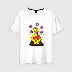 Женская футболка хлопок Oversize с принтом Homer Relax в Екатеринбурге, 100% хлопок | свободный крой, круглый ворот, спущенный рукав, длина до линии бедер
 | simpsons | аватар | буддизм | гомер