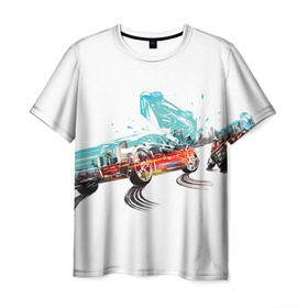 Мужская футболка 3D с принтом Burnout paradise remastered в Екатеринбурге, 100% полиэфир | прямой крой, круглый вырез горловины, длина до линии бедер | аварии | бернаут | гонки | парадайз | парадайс | парадиз | тачки