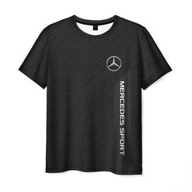 Мужская футболка 3D с принтом MERCEDES BENZ SPORT в Екатеринбурге, 100% полиэфир | прямой крой, круглый вырез горловины, длина до линии бедер | amg | auto | mercedes | авто | автомобиль | автомобильные | бренд | марка | машины | мерседес
