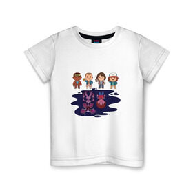 Детская футболка хлопок с принтом очень странные дела в Екатеринбурге, 100% хлопок | круглый вырез горловины, полуприлегающий силуэт, длина до линии бедер | stranger things