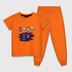 Детская пижама хлопок с принтом очень странные дела в Екатеринбурге, 100% хлопок |  брюки и футболка прямого кроя, без карманов, на брюках мягкая резинка на поясе и по низу штанин
 | stranger things