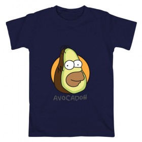 Мужская футболка хлопок с принтом Avocadoh в Екатеринбурге, 100% хлопок | прямой крой, круглый вырез горловины, длина до линии бедер, слегка спущенное плечо. | doh | homer | simpsons | авокадо | гомер
