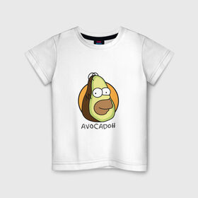Детская футболка хлопок с принтом Avocadoh в Екатеринбурге, 100% хлопок | круглый вырез горловины, полуприлегающий силуэт, длина до линии бедер | Тематика изображения на принте: doh | homer | simpsons | авокадо | гомер