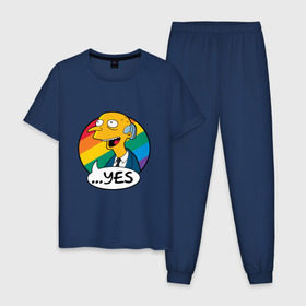 Мужская пижама хлопок с принтом Мистер Бёрнс в Екатеринбурге, 100% хлопок | брюки и футболка прямого кроя, без карманов, на брюках мягкая резинка на поясе и по низу штанин
 | simpsons