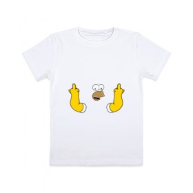 Детская футболка хлопок с принтом Гомер в Екатеринбурге, 100% хлопок | круглый вырез горловины, полуприлегающий силуэт, длина до линии бедер | homer | simpsons | гомер