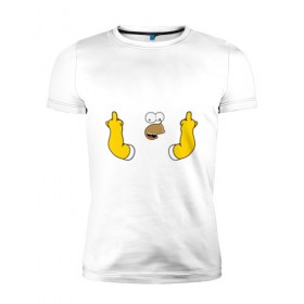 Мужская футболка премиум с принтом Гомер в Екатеринбурге, 92% хлопок, 8% лайкра | приталенный силуэт, круглый вырез ворота, длина до линии бедра, короткий рукав | homer | simpsons | гомер