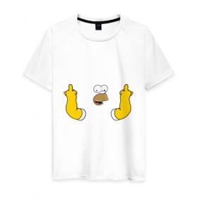 Мужская футболка хлопок с принтом Гомер в Екатеринбурге, 100% хлопок | прямой крой, круглый вырез горловины, длина до линии бедер, слегка спущенное плечо. | homer | simpsons | гомер