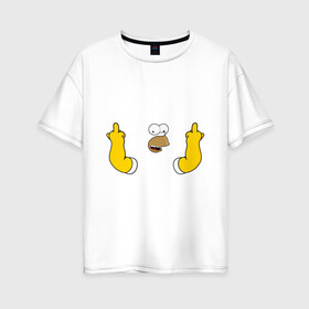 Женская футболка хлопок Oversize с принтом Гомер в Екатеринбурге, 100% хлопок | свободный крой, круглый ворот, спущенный рукав, длина до линии бедер
 | homer | simpsons | гомер