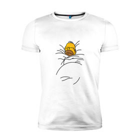 Мужская футболка премиум с принтом Спящий Гомер в Екатеринбурге, 92% хлопок, 8% лайкра | приталенный силуэт, круглый вырез ворота, длина до линии бедра, короткий рукав | Тематика изображения на принте: homer | simpsons | гомер | симпсоны
