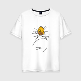 Женская футболка хлопок Oversize с принтом Спящий Гомер в Екатеринбурге, 100% хлопок | свободный крой, круглый ворот, спущенный рукав, длина до линии бедер
 | homer | simpsons | гомер | симпсоны