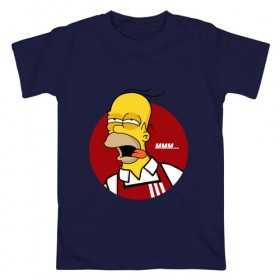 Мужская футболка хлопок с принтом Гомер Симпсон в Екатеринбурге, 100% хлопок | прямой крой, круглый вырез горловины, длина до линии бедер, слегка спущенное плечо. | 