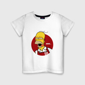 Детская футболка хлопок с принтом Гомер Симпсон в Екатеринбурге, 100% хлопок | круглый вырез горловины, полуприлегающий силуэт, длина до линии бедер | 