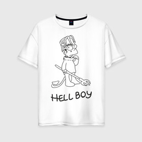 Женская футболка хлопок Oversize с принтом Bart Lil Peep в Екатеринбурге, 100% хлопок | свободный крой, круглый ворот, спущенный рукав, длина до линии бедер
 | bart simpson | lil peep | барт симпсоны | лил пип