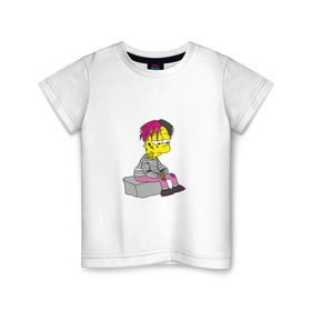 Детская футболка хлопок с принтом Bart Lili Peep в Екатеринбурге, 100% хлопок | круглый вырез горловины, полуприлегающий силуэт, длина до линии бедер | bart simpson | lil peep | барт симпсон | лил пип