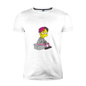Мужская футболка премиум с принтом Bart Lili Peep в Екатеринбурге, 92% хлопок, 8% лайкра | приталенный силуэт, круглый вырез ворота, длина до линии бедра, короткий рукав | bart simpson | lil peep | барт симпсон | лил пип