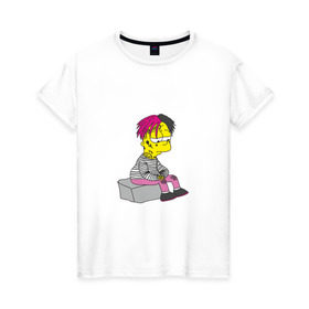 Женская футболка хлопок с принтом Bart Lili Peep в Екатеринбурге, 100% хлопок | прямой крой, круглый вырез горловины, длина до линии бедер, слегка спущенное плечо | bart simpson | lil peep | барт симпсон | лил пип