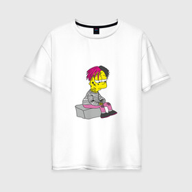 Женская футболка хлопок Oversize с принтом Bart Lili Peep в Екатеринбурге, 100% хлопок | свободный крой, круглый ворот, спущенный рукав, длина до линии бедер
 | bart simpson | lil peep | барт симпсон | лил пип