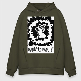 Мужское худи Oversize хлопок с принтом Haunted Family в Екатеринбурге, френч-терри — 70% хлопок, 30% полиэстер. Мягкий теплый начес внутри —100% хлопок | боковые карманы, эластичные манжеты и нижняя кромка, капюшон на магнитной кнопке | Тематика изображения на принте: 