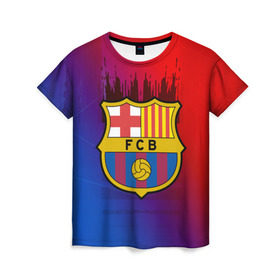 Женская футболка 3D с принтом FC Barcelona color sport в Екатеринбурге, 100% полиэфир ( синтетическое хлопкоподобное полотно) | прямой крой, круглый вырез горловины, длина до линии бедер | football | soccer | барселона