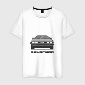 Мужская футболка хлопок с принтом Delorean в Екатеринбурге, 100% хлопок | прямой крой, круглый вырез горловины, длина до линии бедер, слегка спущенное плечо. | Тематика изображения на принте: car | delorian | автомобиль