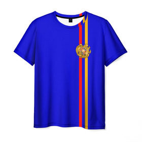 Мужская футболка 3D с принтом Армения, лента с гербом в Екатеринбурге, 100% полиэфир | прямой крой, круглый вырез горловины, длина до линии бедер | armenia | арменин | армения | армяне | армянин | армянка | армянский | ереван | кавказ | кавказец | республика | северный